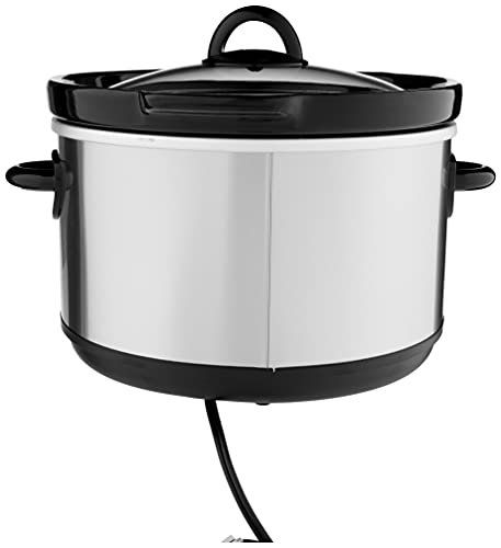 Crock-Pot 5-Quart Smudgeproof Round Manual Slow Cooker with Dipper, Silver