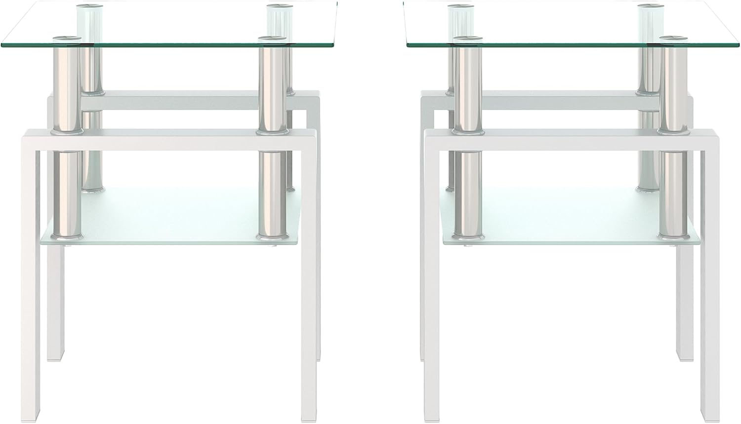 2 Piece Set Modern Clear Tempered Glass Tea Table CoffeeTable SideTable Living Room Square Table Home Furniture Restaurant Study Reception Room