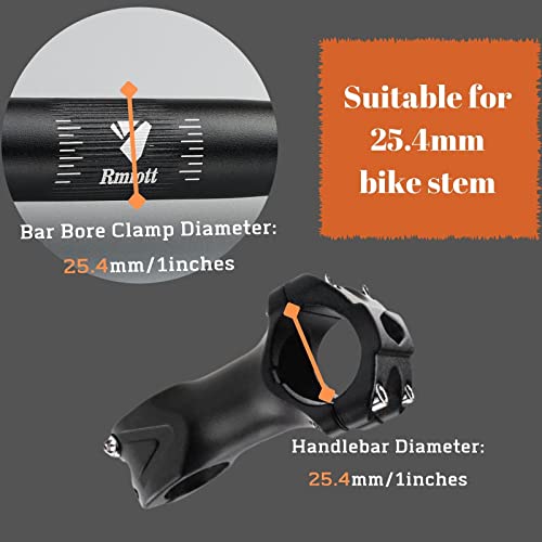 1inch/25.4mm Straight Bike Handlebars Rise(30mm 50mm 70mm 90mm) MTB Handlebar-Fits 25.4mm Stems -Aluminum Alloy Mountain Bike Bicycle 640 mm Length -Flat - Black