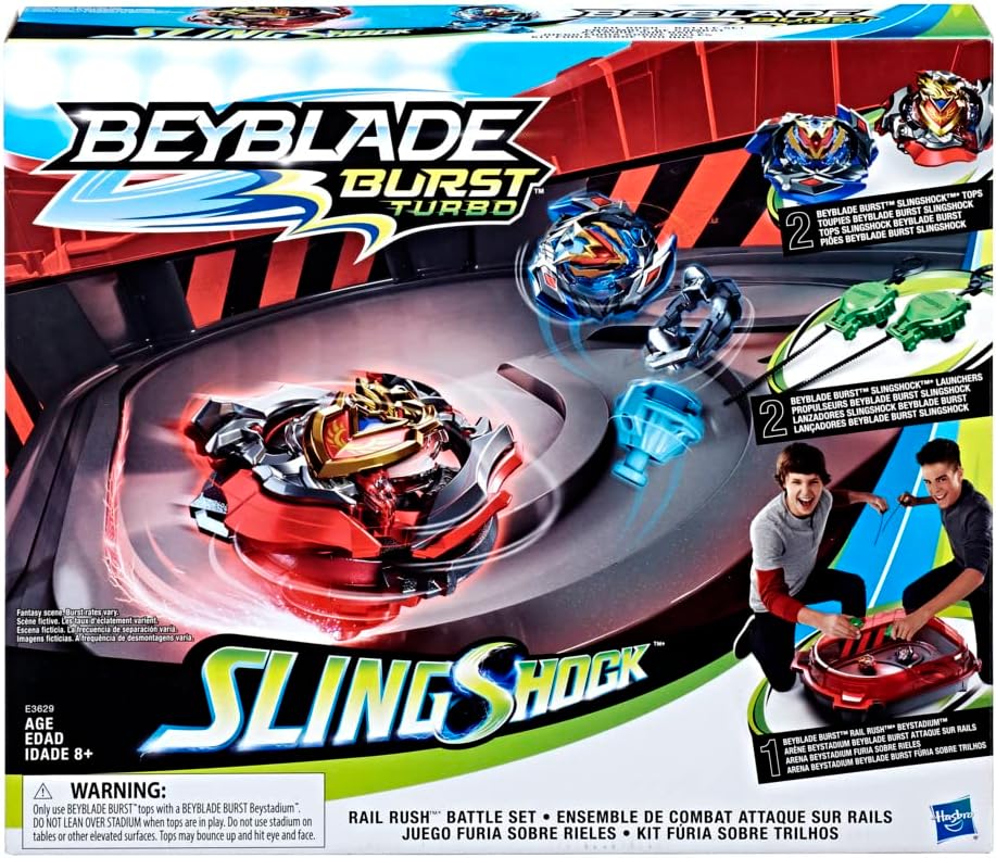 BEYBLADE Burst Turbo Slingshock Rail Rush Battle Set - Complete Set Burst Beystadium, Battling Tops, and Launchers (Amazon Exclusive)
