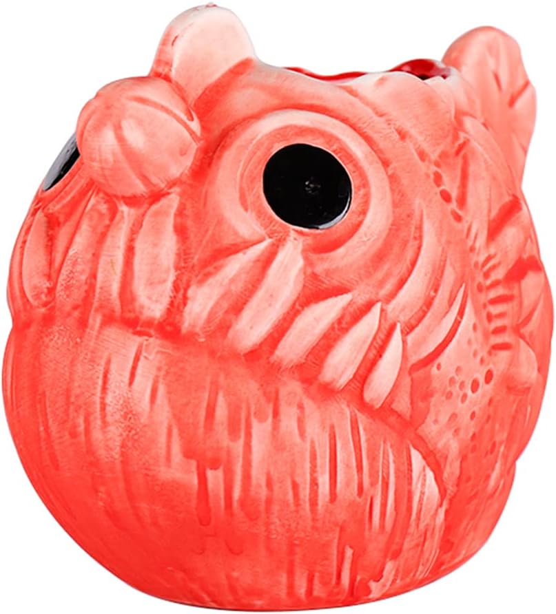 TiKi Mug,Creative Hawaii Red Ceramic Myctophid Cocktail Mug(660ml)