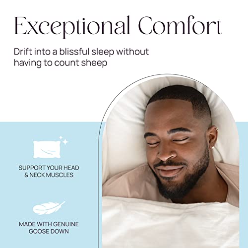 Balanced Dream Firm Pillow, King Size 20x36 Inch Medium Support Goose Feather Down Pillows, 100% Cotton Shell, King Pillow Set of 2