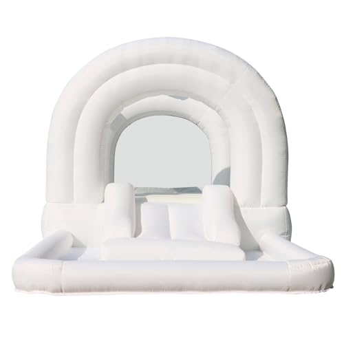 Bounceland Daydreamer Cloud Bounce House w/Ball Pit, Neutral Bouncer with Slide, 11.8 ft L x 6.9 ft W x 5.9 ft H, UL Blower Included, Basketball Hoop, 30 Pastel Plastic Balls, Trendy Bouncer for Kids