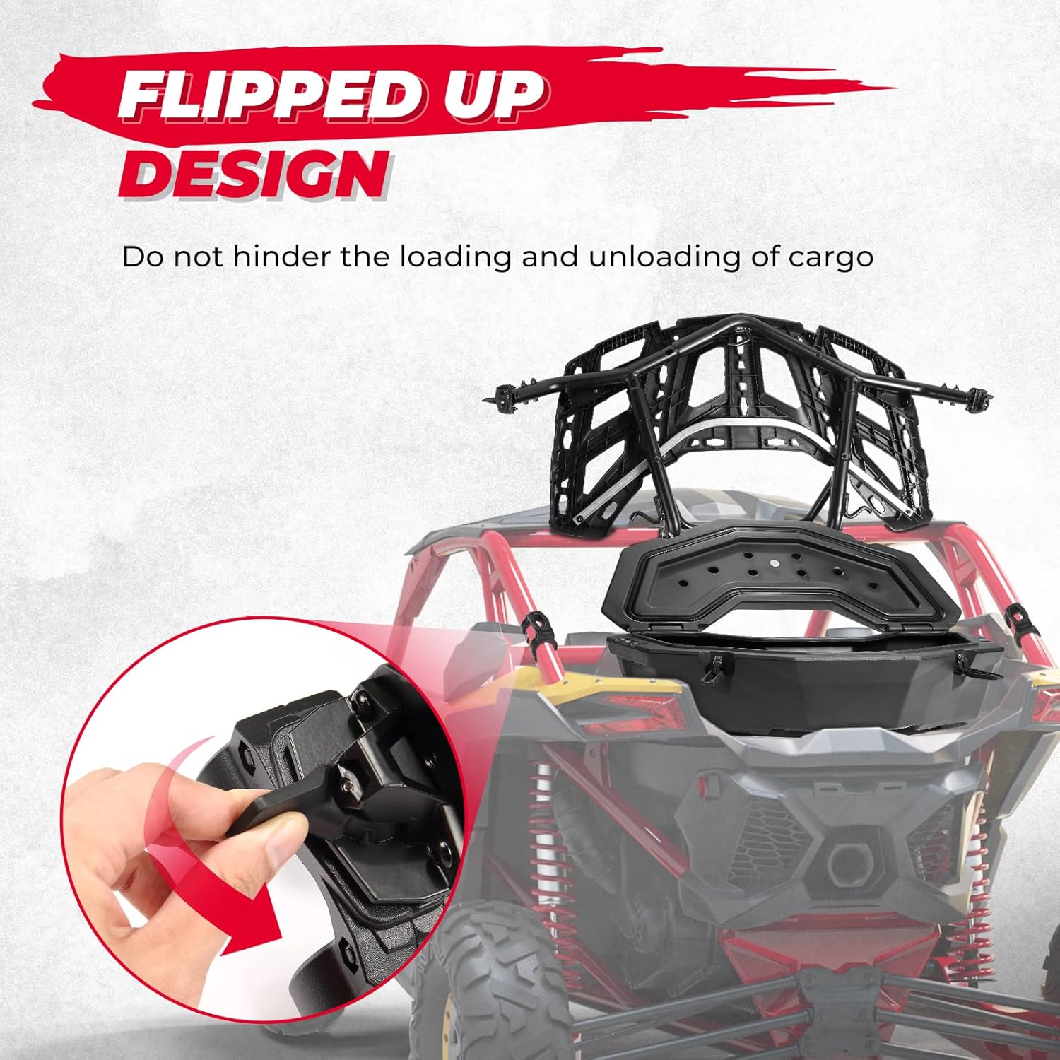 KEMIMOTO X3 Rack with Gas Strut, Spare Tire Cargo Luggage Cooler Pivoting Rear Rack Compatible with Can-Am X3 & X3 Max 2017-2024 Replace #715002881#715008296