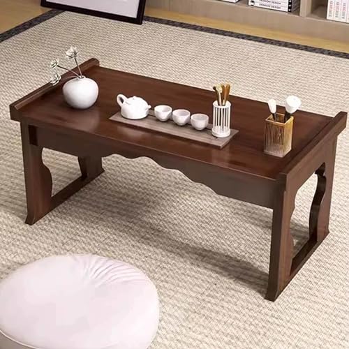 Folding Coffee Table Bamboo Foldable Japanese Floor Table for Sitting On The Floor Modern Small Coffee Tables for Living Room,Dining Room,Tea,Tatami,Home Decoration,23.6