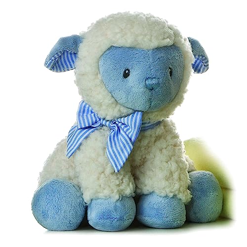 Aurora® Playful Blessing Lamb™ Boy Lamb™ Baby Stuffed Animal - Comforting Companion - Imaginative Play - Blue 9 Inches