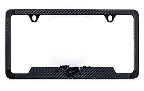 Ford Mustang Metal License Plate Frame Tag Holder with 3D Emblem