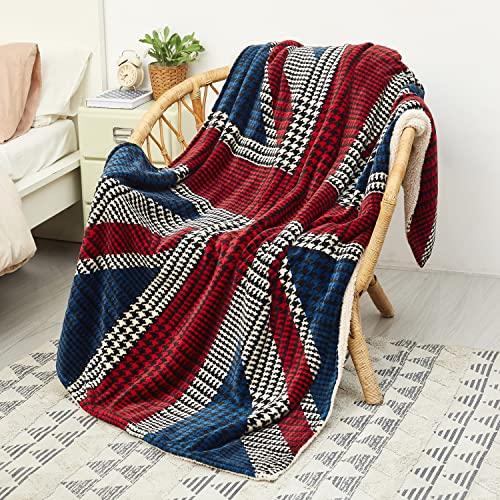 Catalonia Patriotic US Flag Blanket, American National Flag Throws, Sherpa Fleece Reversible Blanket for Couch Bed Decor, 4th of July Citizenship Veteran Gift, 50X60 inches