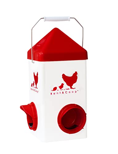 RentACoop Chick2Chicken 2.5lb BPA-Free Single-Port Feeder - includes Anti-Roost Lid, Slider Port Cover, and Wire Bracket - Suitable for Quail, Pigeons, Doves, Chicks, and Adult Chickens