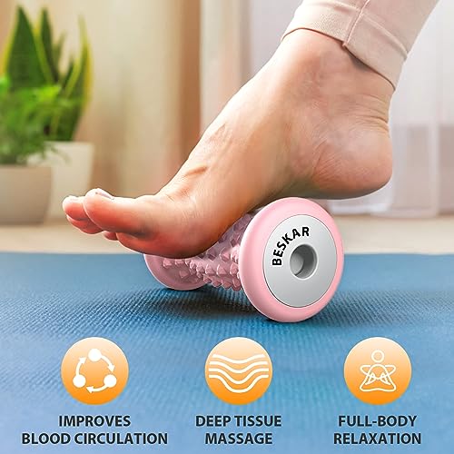 BESKAR Foot Massager Roller for Plantar Fasciitis Relief, Portable, Deep Tissue Muscle Massage, Foot Arch and Heel Pain, Reflexology Tool