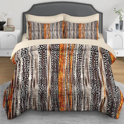 Tree Magical Golden Light 5 Pcs Comforter Set Twin Size, Gold Sun Orange Soft Bedding Set with Flat Sheet and Fitted Sheet Pillowcases & Sham for Adults Bedroom Bed Decor