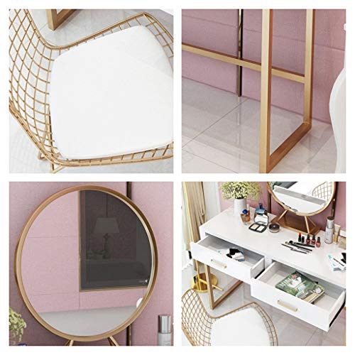 Vanity Table Set Dressing Table, Makeup Dressing Table with Drawers, Elegant Shape Design Crystal Knobs (Table 80 * 40 * 75cm)