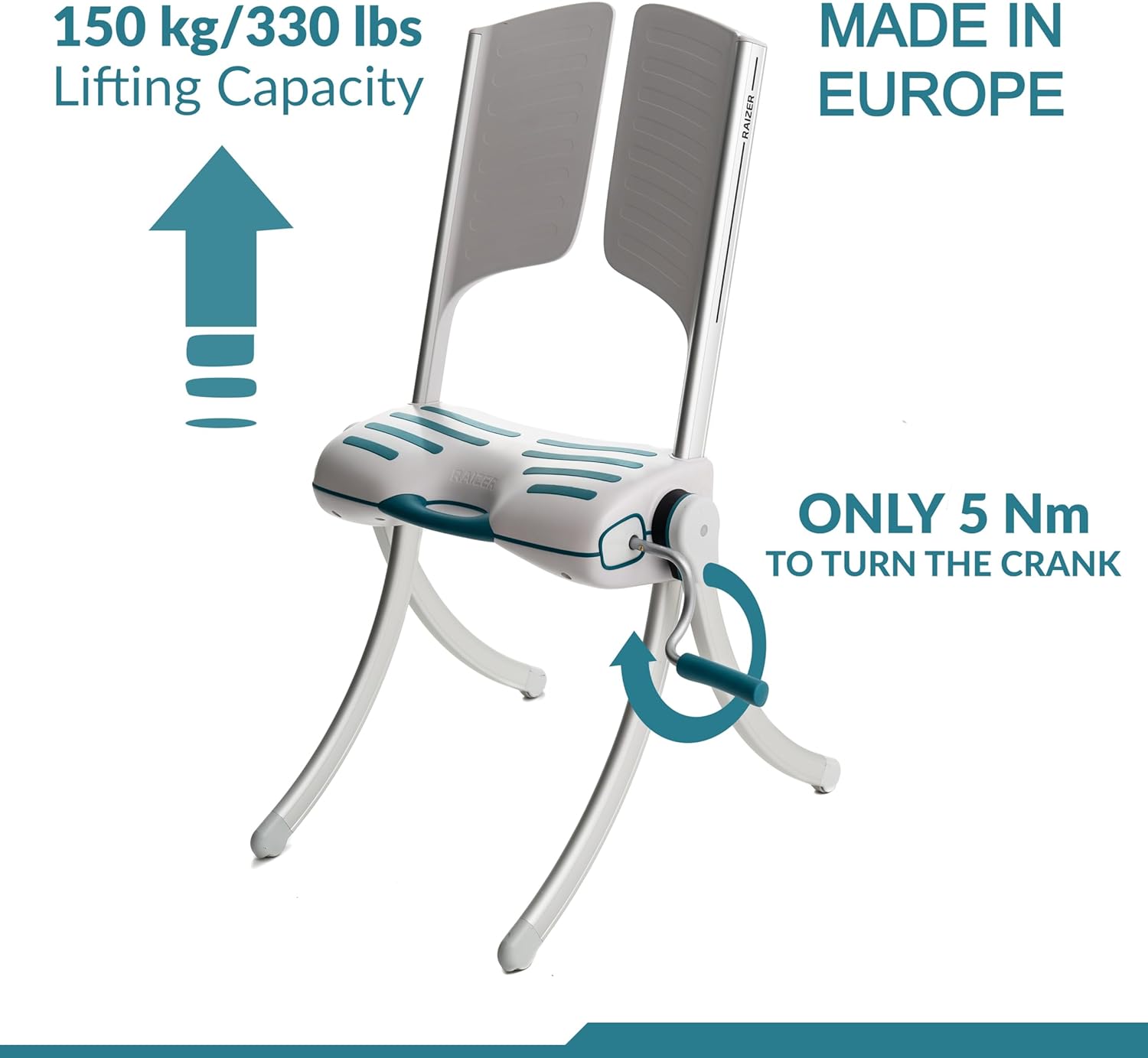 Raizer Lay Flat Patient Lift Device for Home, Elderly, Lift Chair for Seniors, Lift Assist Seat, Portable Lift Aid - Made in Europe - Safely Helps Lift Adults That Fall Get Up from Floor - Liftup M