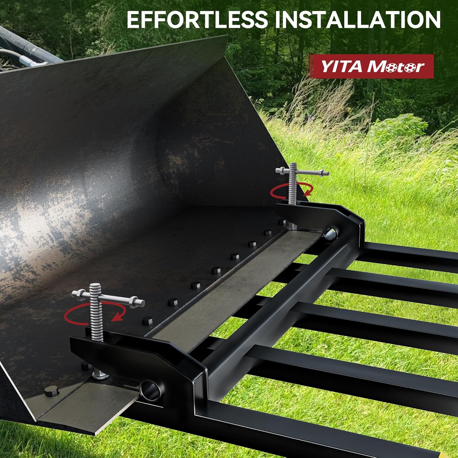 YITAMOTOR Clamp on Debris Forks Fits 48'' Bucket, 2500 lbs Heavy Duty Quick Attach Pallet Forks for Tractor Loader Skid Steer