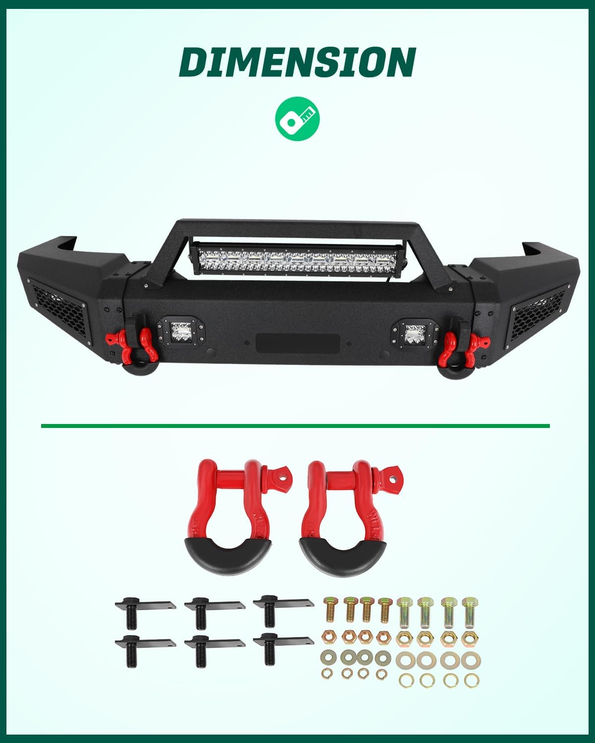 SCITOO Steel Front Bumper fit for 1997-2004 for Dodge Dakota Bumper,W/Winch Plate, D-Rings and LED Lights(Texture Black)