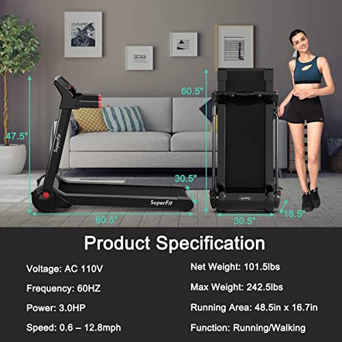 Generic Topment Folding Treadmill, 3.0HP Electric Treadmill with APP Control