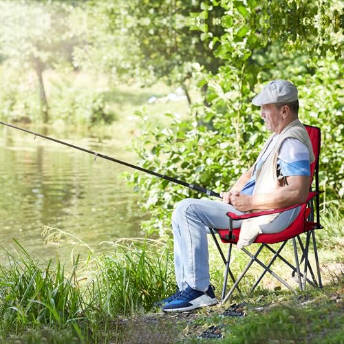 Moclever Foldable Beach Chair w/Detachable Umbrella, 22 * 21in Widen Seat&22 * 35.5in Backrest Armrest Adjustable Canopy Stool w/Cup Holder Carry Bag for Camping Poolside Travel Picnic Lawn Chair