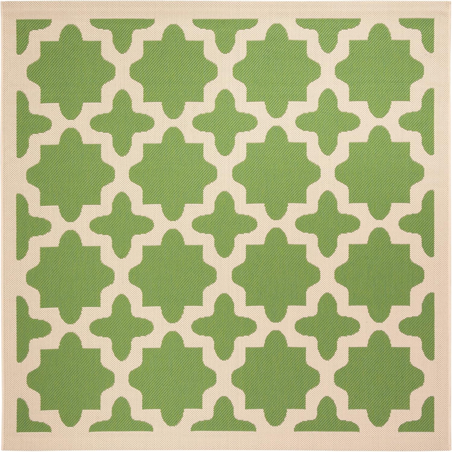 SAFAVIEH Courtyard Collection 5'3' Square Green/Beige CY6913 Indoor/ Outdoor Patio Backyard Mudroom Area--Rug