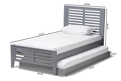 Baxton Studio Anglesy Modern Classic Bed with trundle, Twin, Grey
