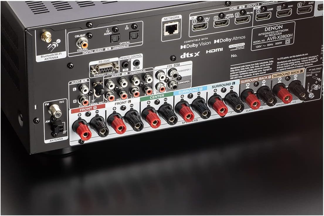 Denon AVR-X2800H 7.2 Ch Receiver - 8K UHD Home Theater AVR (95W X 7), Wireless Streaming via Built-in HEOS, Bluetooth & Wi-Fi, Dolby Atmos, DTS Neural:X & DTS:X Surround Sound