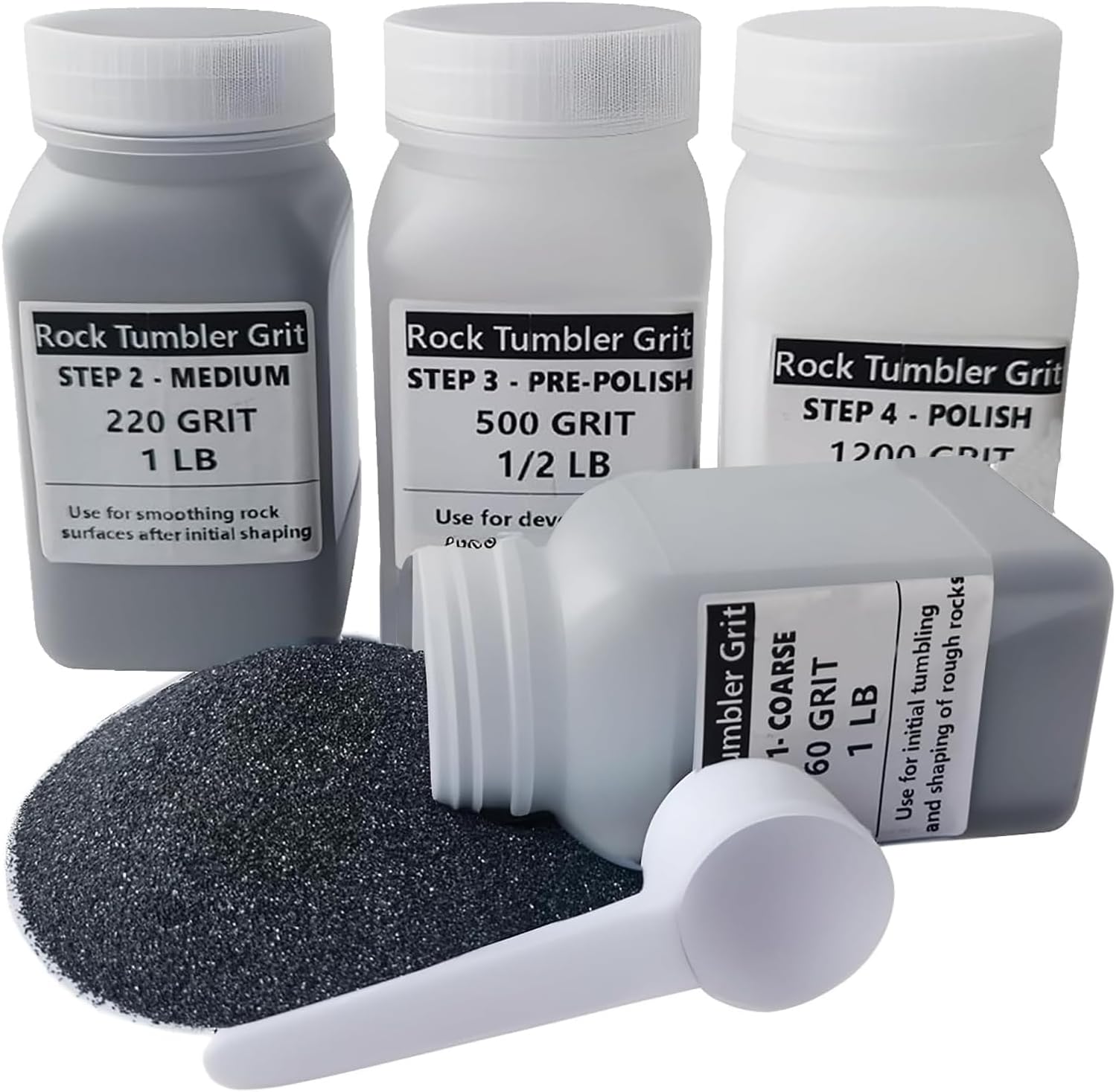 3 LBS Rock Tumbler Grit and Polish Refill Kit - Tumbling Grit Media - 4 Step Tumbling Grit Media Works with Any Rock Tumbler, Rock Polisher, Stone Polisher - 3 Pounds