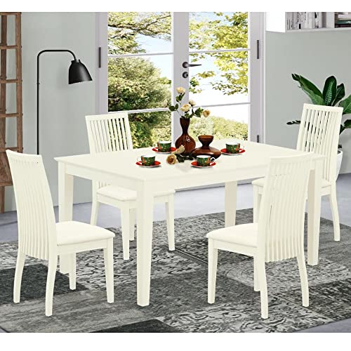 East West Furniture CAIP5-MAH-C Capri 5 Piece Kitchen Set Includes a Rectangle Table and 4 Linen Fabric Dining Room Chairs, 36x60 Inch