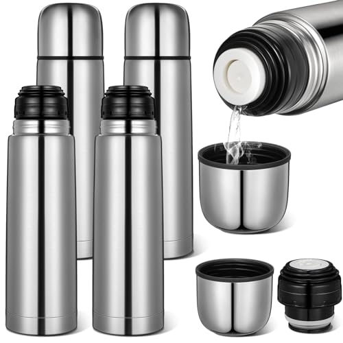 Domensi 2 Pcs Stainless Steel Beverage Bottle 17 oz/ 500 ml Thermal Water Bottle Sealed Hot Water Flask Vacuum Insulated Bottles for Travel Office Camping Hot and Cold Coffee Tea Drinks