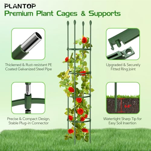 2 Pack Tomato Planter with Trellis for Climbing Plants Outdoor, Self Watering Raised Garden Bed Planter Box, Tomato Cage Garden Trellis Plant Support for Climbing Vegetables Flowers Indoor
