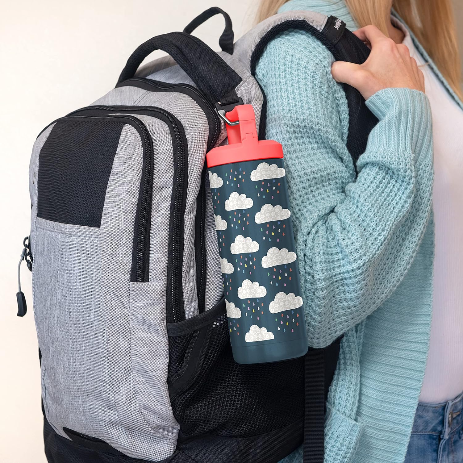 Studio Oh! Insulated Water Bottle - 20-Ounce Snap-Hook Stainless Steel Water Bottles - BPA-Free All Good Days