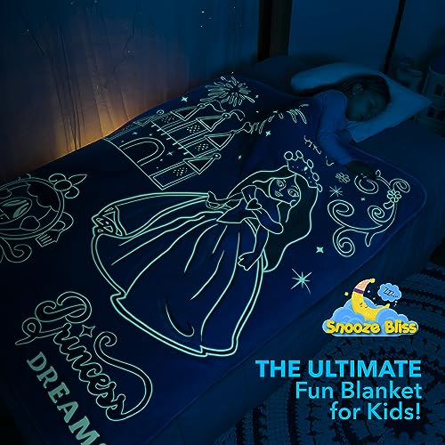 Glow in The Dark Dinosaur Blanket for Boys –Soft Plush Blue Fleece Throw Blanket. Great Dinosaur Gifts for Kids, Grandkids, Baby, Toddler, Birthday, Christmas! 8+ Hour Glow. (50”X60”)
