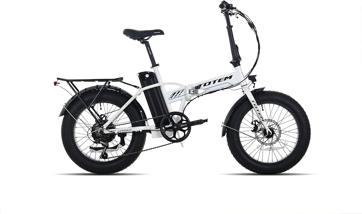 Hammer E-Bike, Fat Tire Folding Ebike for 20” x 4”, 500W Powerful Motor Folding Electric Bike, 48V 10.4Ah Removable Battery, 7-Speed