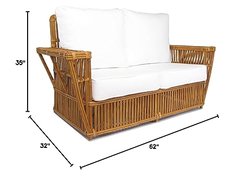 Nantucket Rattan Living Room Furniture Loveseat (#1841H) (Turbo Cloud), Multi