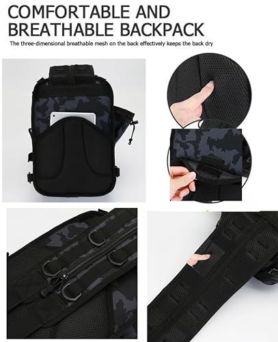 Tactical Backpack Medium EDC DayPack Military Molle Backpacks Bag Outdoor Rucksack for Fishing Hunting Camping (Khaki)