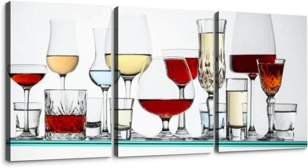 Boozy Homemade Old Fashioned the Rocks 3 Piece Canvas Wall Art for Living Room Bedroom Office Framed Prints Pictures Painting Wall Decor Artwork for Walls Set of 3