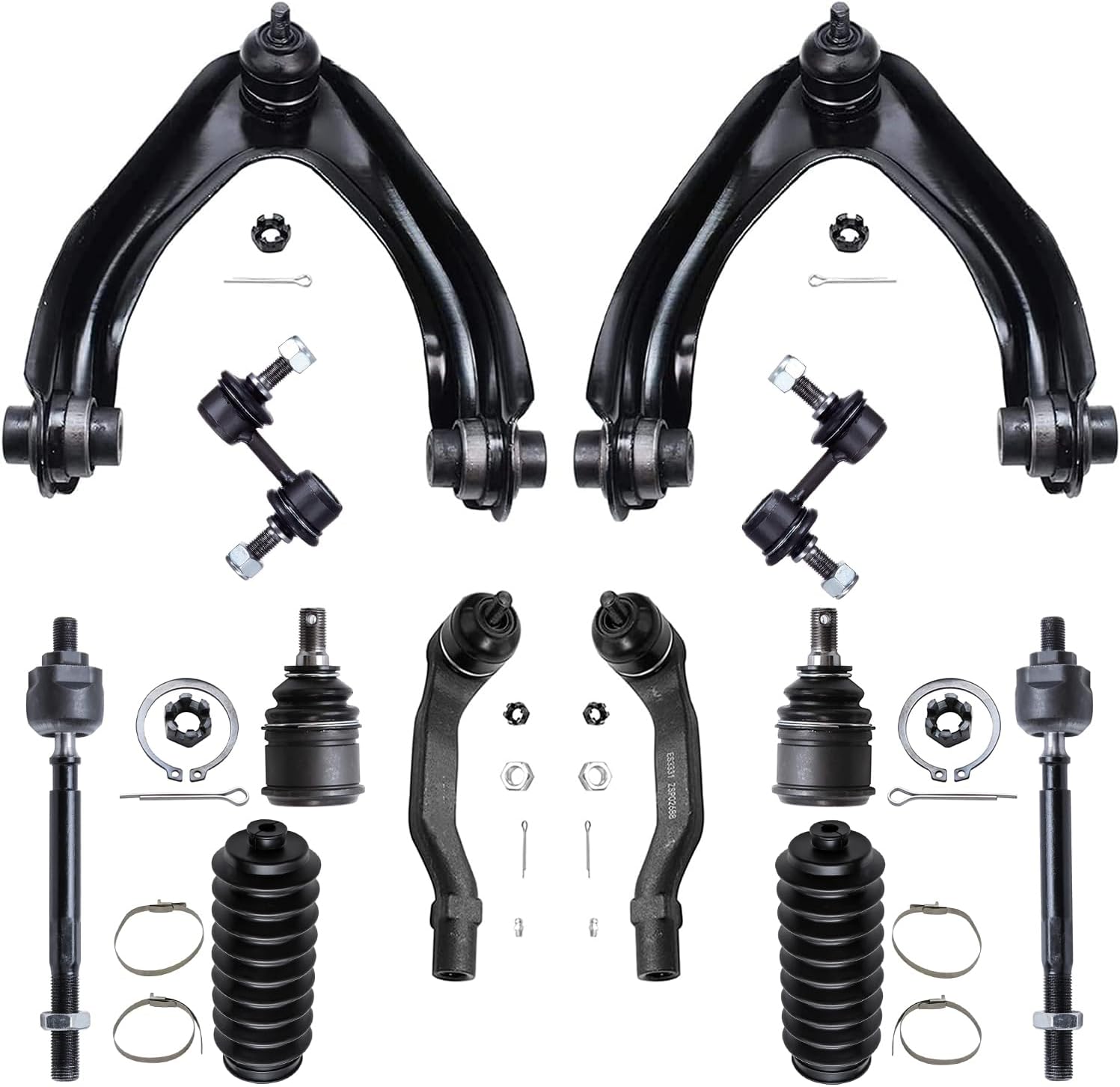 Detroit Axle - 12pc Front End Suspension Kit for Honda CR-V 1997 1998 1999 2000 2001, 2 Upper Control Arms 2 Lower Ball Joints 4 Outer & Inner Tie Rods 2 Sway Bars 2 Boots & Bellows Replacement