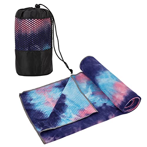 Yoga Towels, Non Slip Hot Yoga Mat Towel with Grip Dots,Super-Absorbent Soft Microfiber Yoga Blanket for Pilates, Fitness and Workout 72inch x 24inch (Purple)