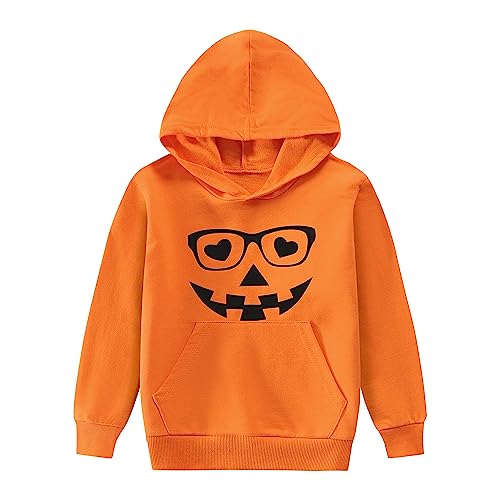 DDSOL Toddler Boys Girls Hoodie Sweatshirt Halloween Pumpkin Shirt Long Sleeve Glow in Dark Tops Skeleton 4T-10Years…