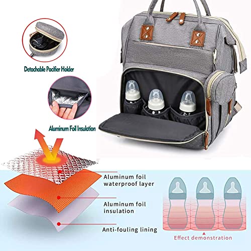 Diaper Bag Backpack Baby with Changing Station Travel Waterproof 3 in 1 Foldable Unisex (black)