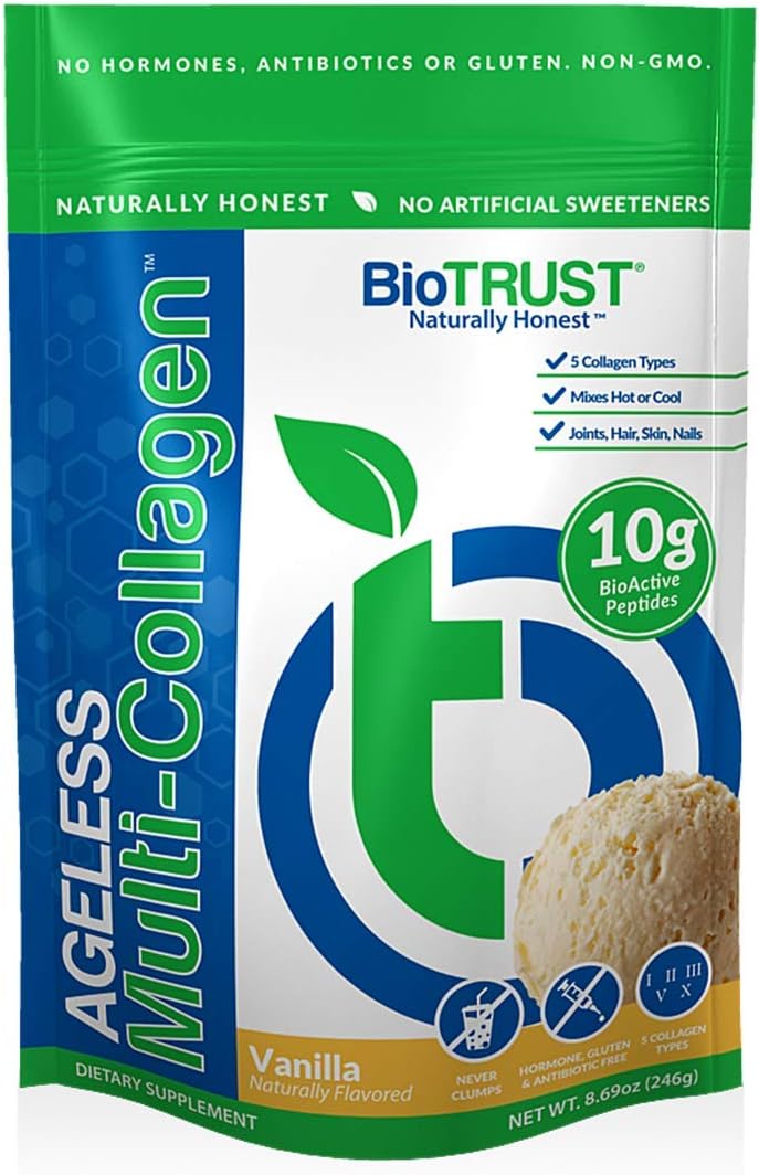 BioTrust Ageless Multi Collagen 5-in-1 Protein Powder (Vanilla) BlenderBottle Bundle