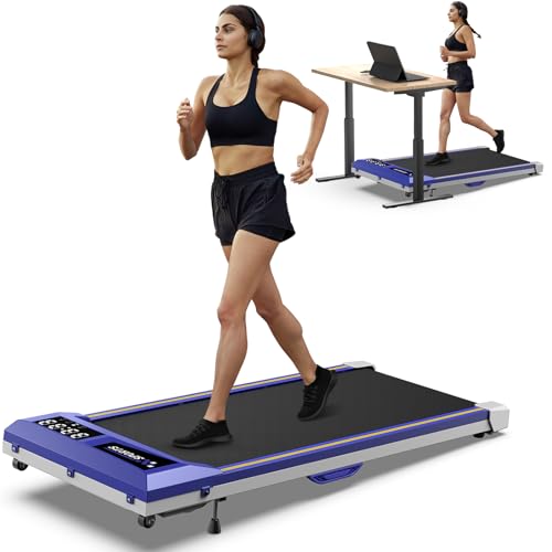 Walking Pad Under Desk Incline Treadmill for Home Office, 40dB Small Treadmill 300lbs Capacity, Cardio Training Walking Jogging Running, Easy to Move Use, Compatible with KINOMAP WELLFIT Apple Health