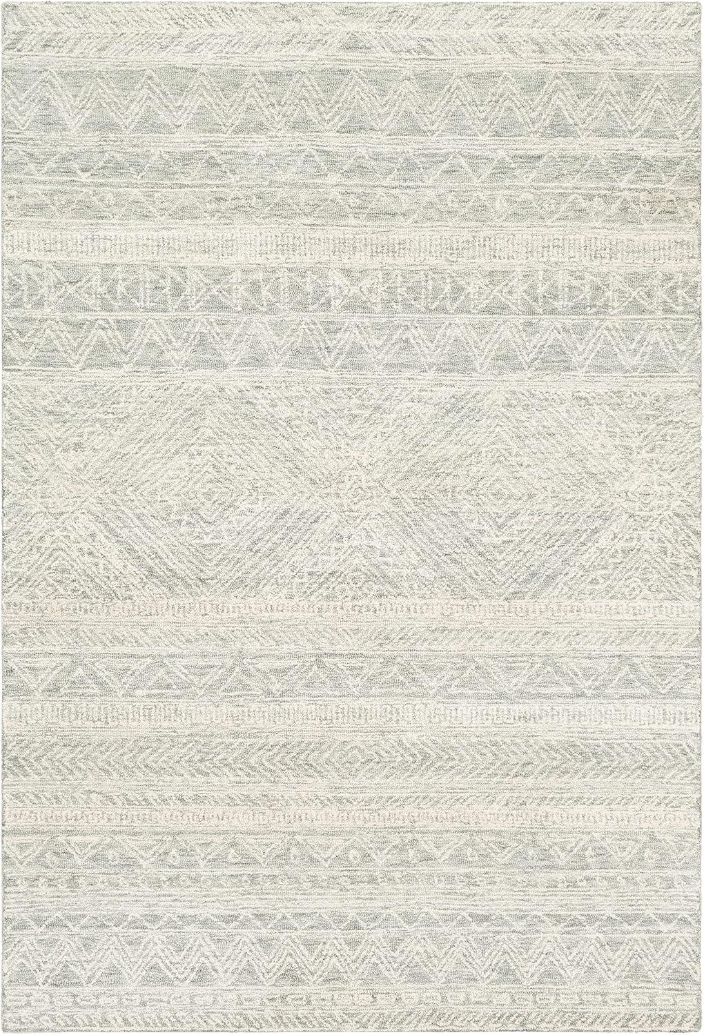 Hauteloom Grahn Wool Living Room, Bedroom Area Rug - Bohemian/Global - Green, Beige - 8' x 10'