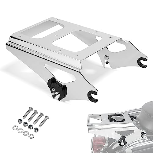 Amazicha Detachable 2 Up Tour Pack Mount Kit Rear Luggage Rack Compatible for Harley Touring Street Glide Electra Glide Road Glide Road King 2009-2013(Chrome)