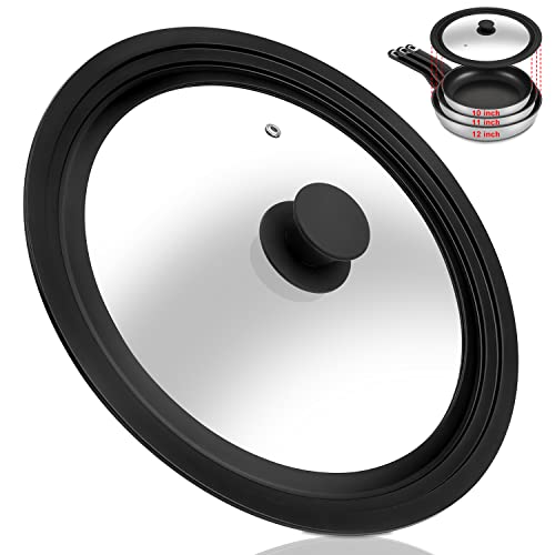 Universal Lid for Pots, Pans and Skillets 2Pcs- Tempered Glass Lid with Heat Resistant Silicone Rim Fits 6