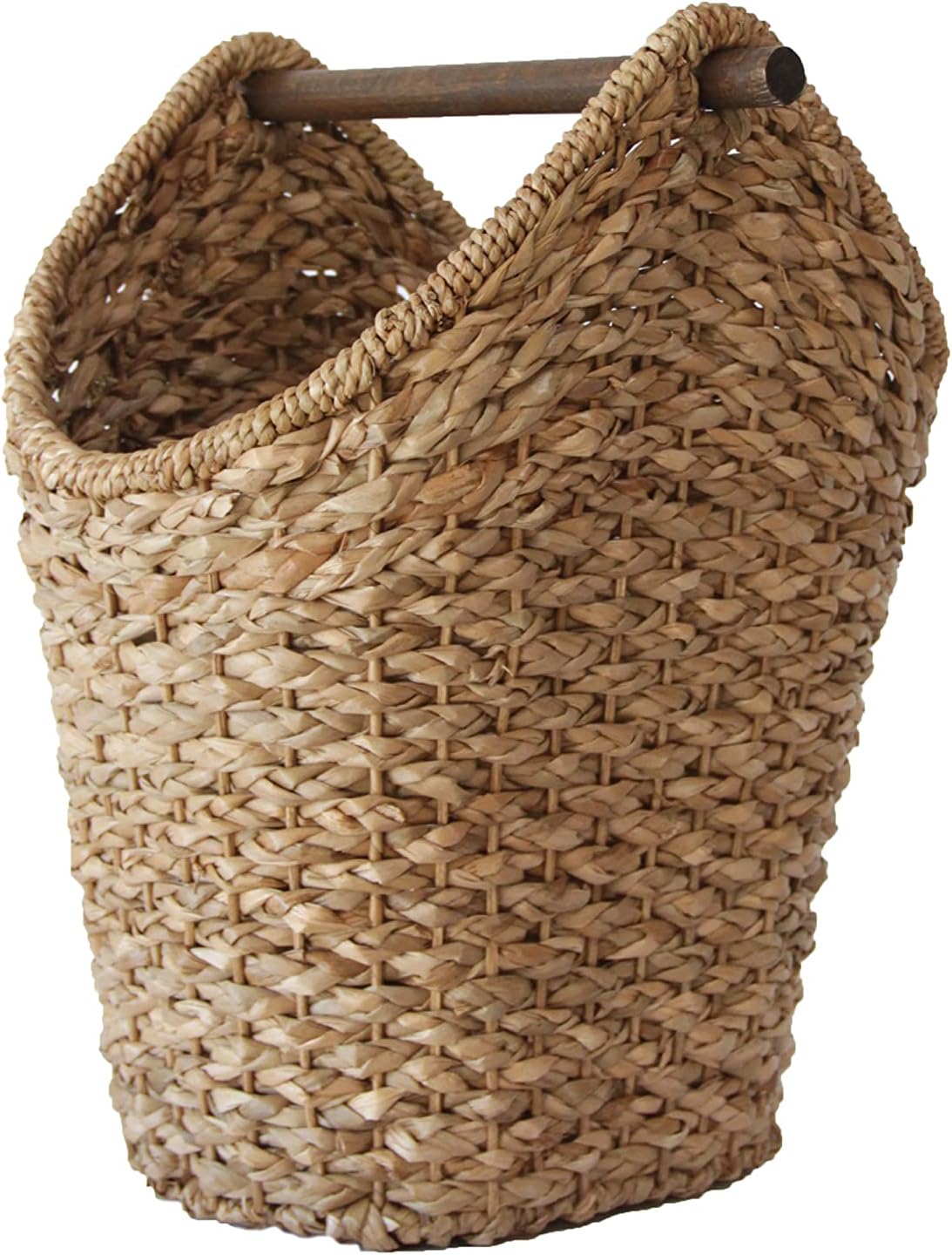 Bankuan Braided Oval Toilet Paper Basket with Wood Bar