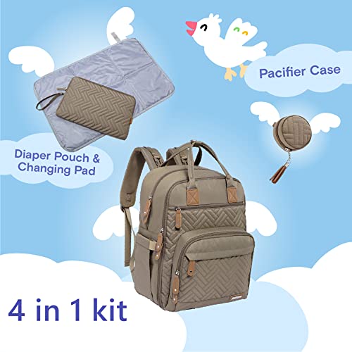 iniuniu Diaper Bag Backpack, 4 in 1 kit Large Unisex Baby Bags for Boys Girls, Waterproof Travel Back Pack with Diaper Pouch, Washable Changing Pad, Pacifier Case and Stroller Straps, Camo