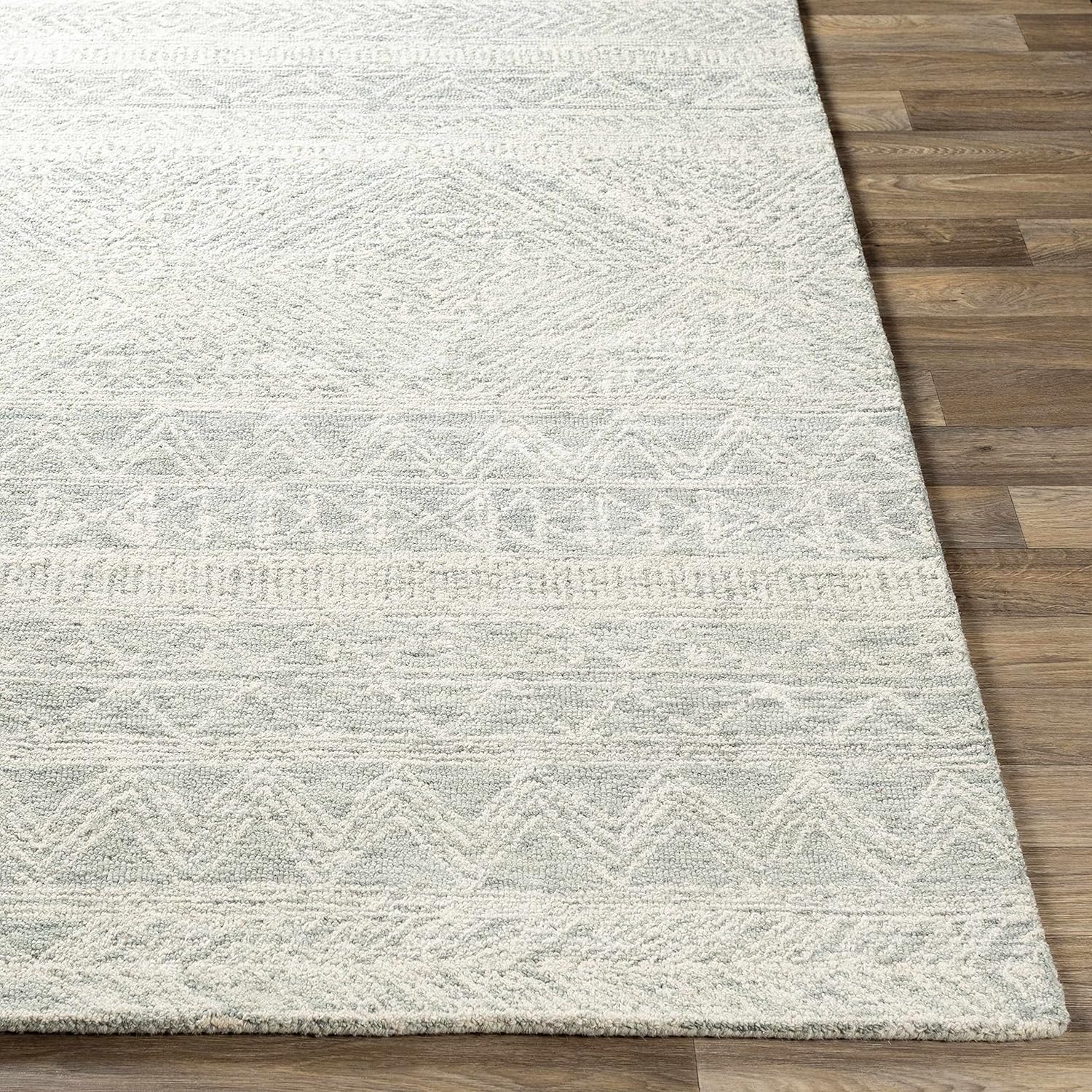 Hauteloom Grahn Wool Living Room, Bedroom Area Rug - Bohemian/Global - Green, Beige - 8' x 10'