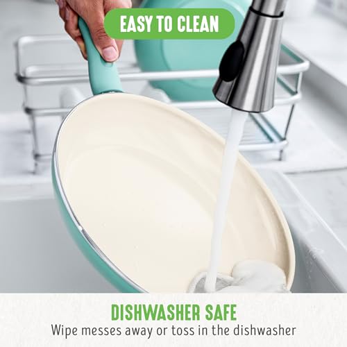 GreenLife Soft Grip Healthy Ceramic Nonstick 18 Piece Kitchen Cookware Pots and Frying Sauce Saute Pans Set, PFAS-Free with Kitchen Utensils and Lid, Dishwasher Safe, Gray