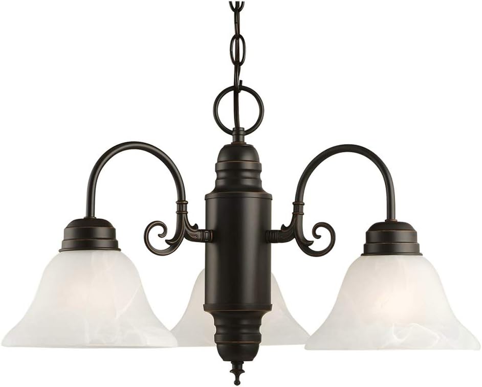 Design House 514463 Millbridge Traditional 3-Light Indoor Dimmable Chandelier with Alabaster Glass Shades for Entryway Foyer Dining Room, Oil Rubbed Bronze