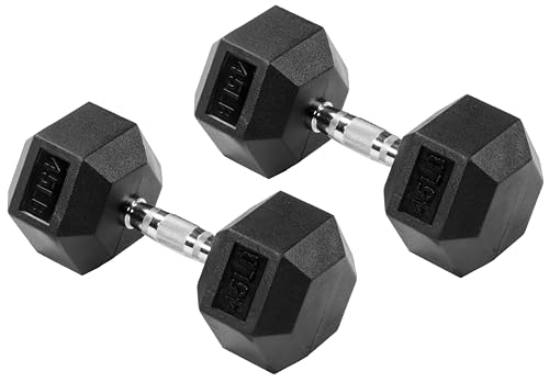 Signature Fitness Premium Rubber Encased Hex Dumbbell, Pairs