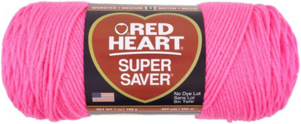 Red Heart Yarn Super Saver 0722 Pretty N Pink 7 ozQ